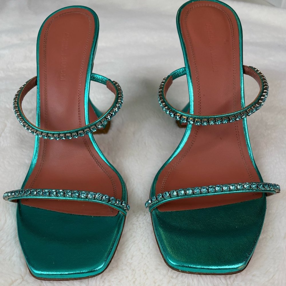 Amina Muaddi Gilda Sandal - Teal